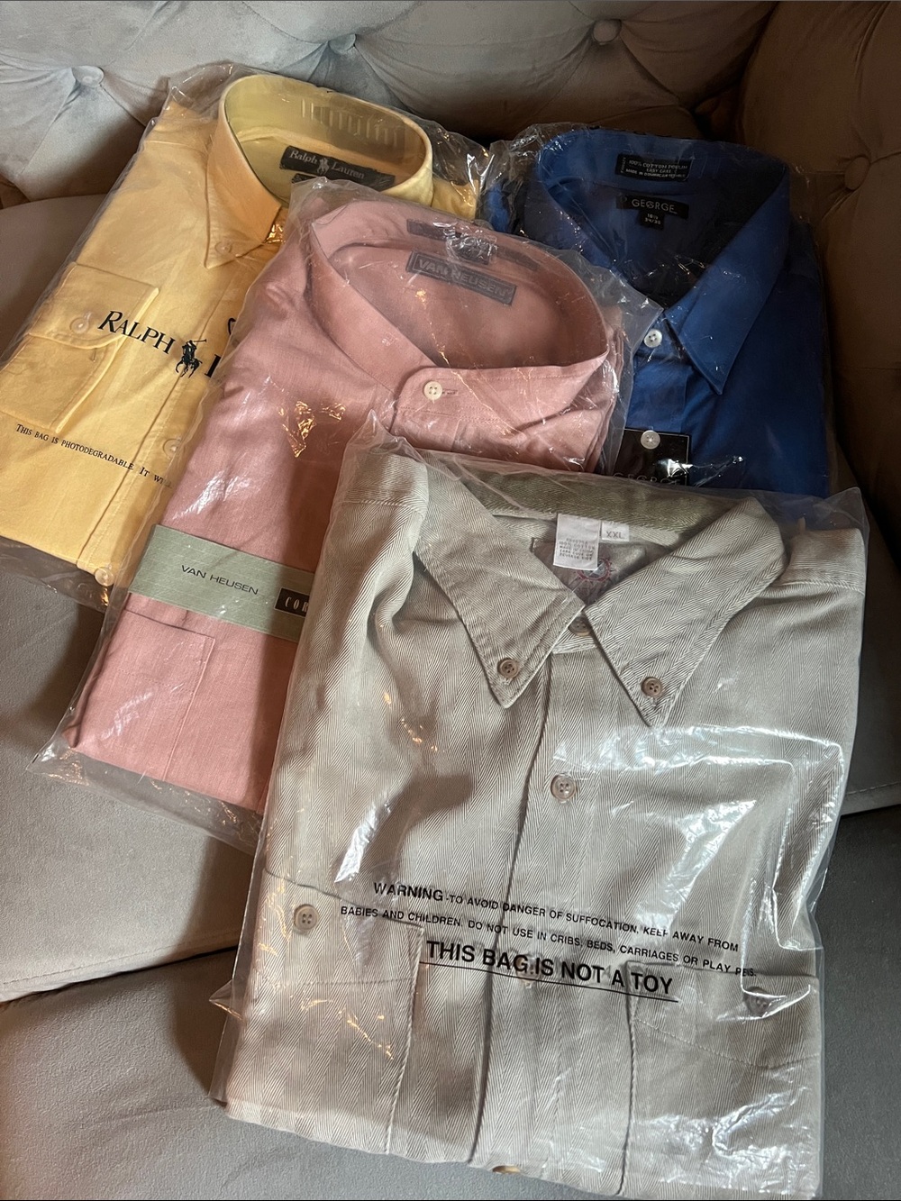 ✨ Yellow, Pink, Blue & Beige Casual Button-Down Shirt Set( Bundle)✨